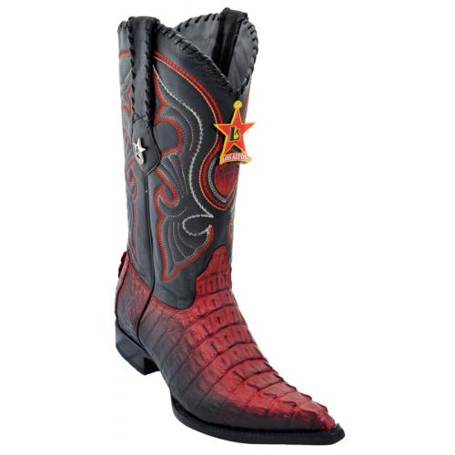 Los Altos Red / Black All-Over Genuine Crocodile Tail 3X Toe Cowboy Boots 95N0129